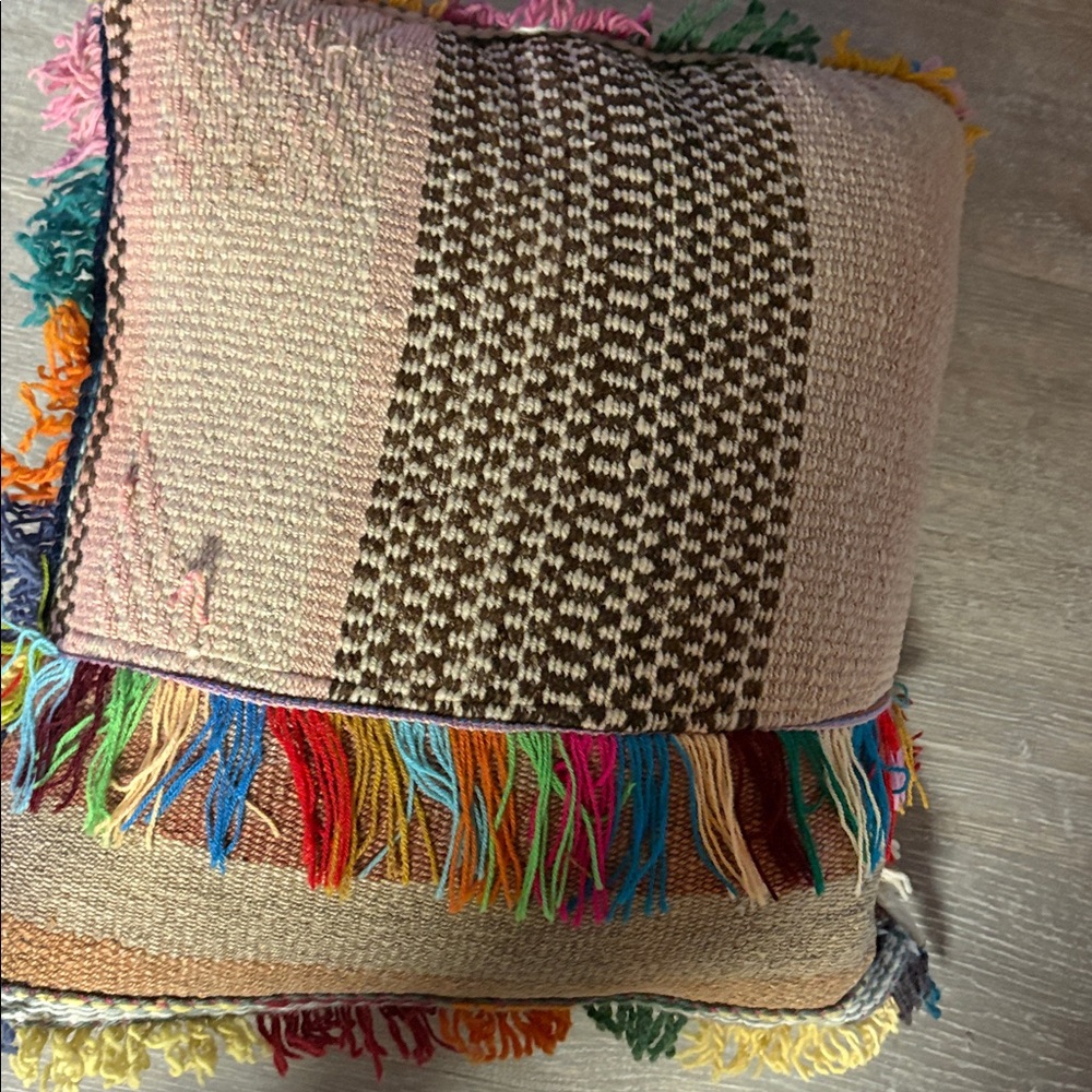 NATURAL LIFE Woven Pillow with Colorful Fringe - Picture 9 of 11